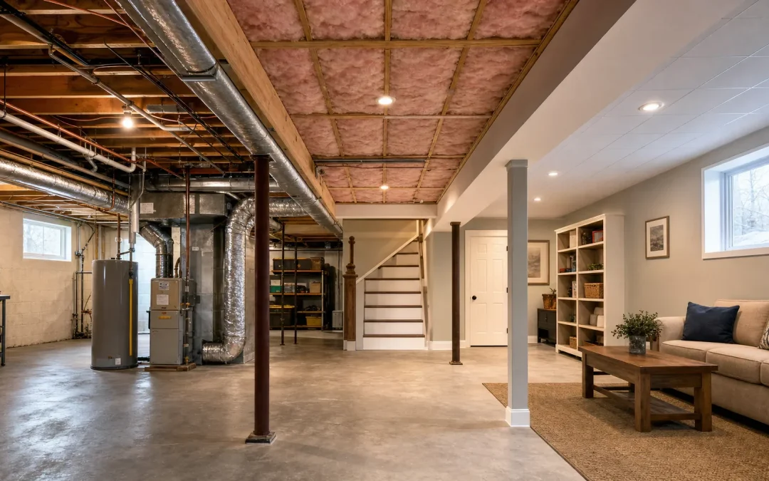 Basement Ceiling Options: Compare Utility Access, Headroom and Appearance